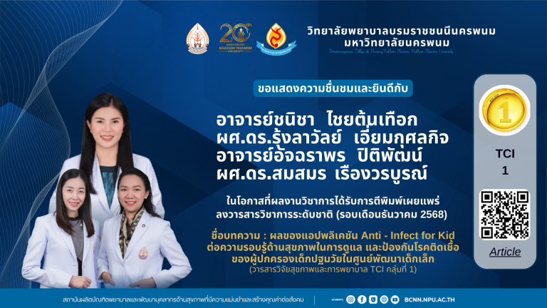 ขอแสดงความชื่นชมและยินดีกับอาจารย์ชนิชา ไชยต้นเทือกผศ.ดร.รุ้งลาวัลย์ เอี่ยมกุศลกิจอาจารย์อัจฉราพร ปิติพัฒน์ผศ.ดร.สมสมร เรืองวรบูรณ์