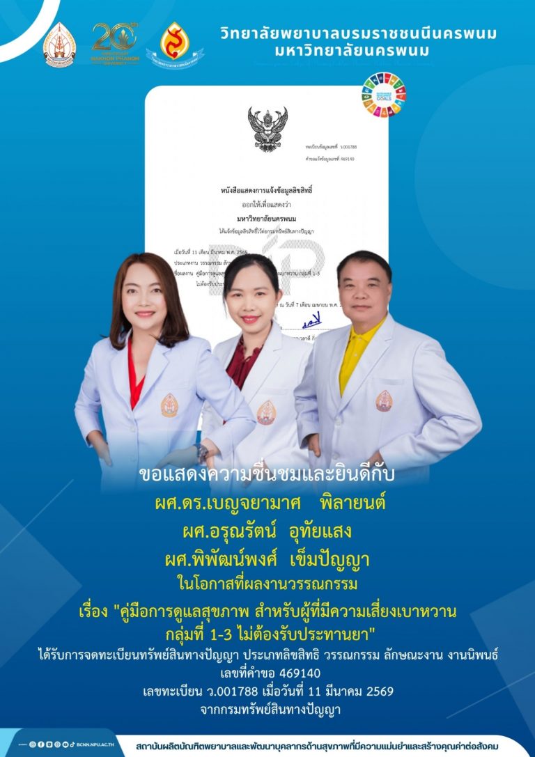 ขอแสดงความชื่นชมและยินดีกับผศ.ดร.เบญจยามาศ พิลายนต์ผศ.อรุณรัตน์ อุทัยแสงผศ.พิพัฒน์พงศ์ เข็มปัญญา