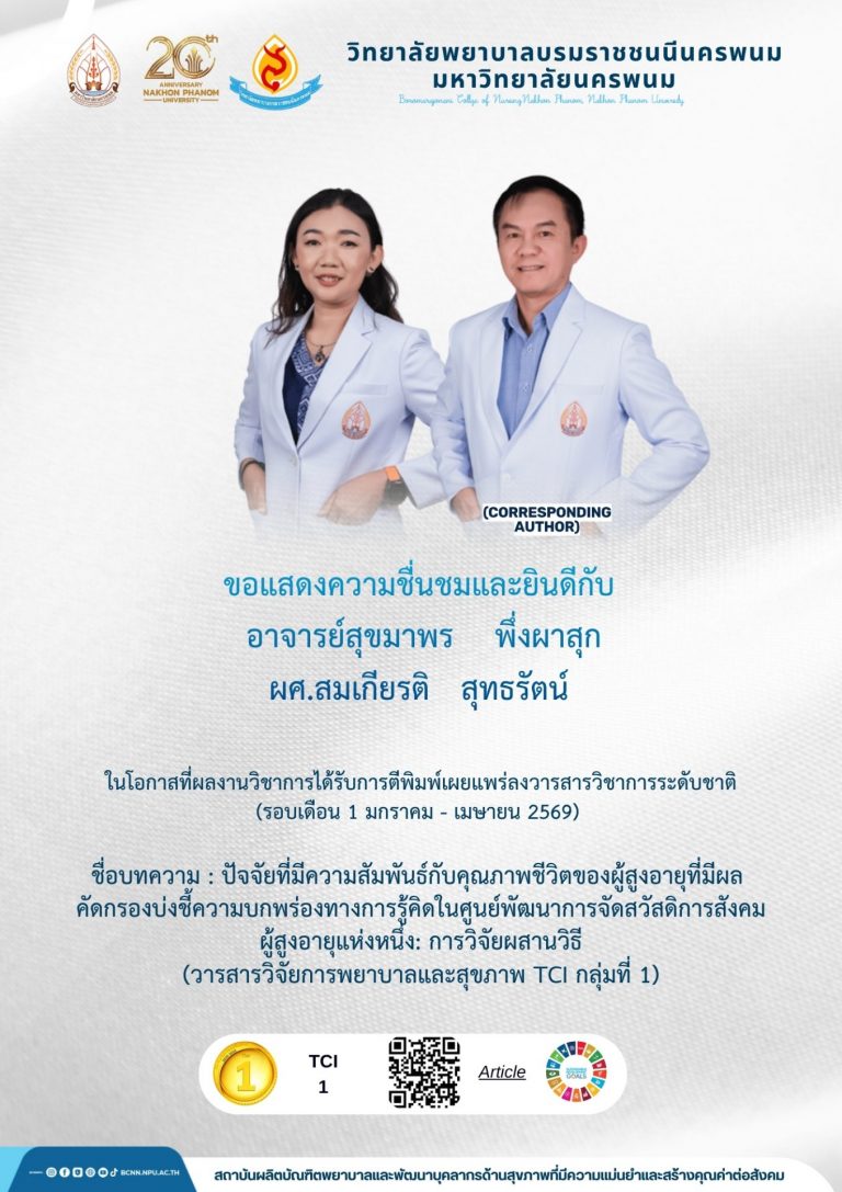 ขอแสดงความชื่นชมและยินดีกับอาจารย์สุขมาพร พึ่งผาสุกผศ.สมเกียรติ สุทธรัตน์