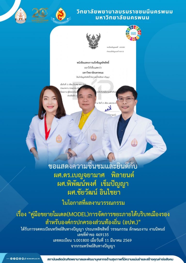 ขอแสดงความชื่นชมและยินดีกับผศ.ดร.เบญจยามาศ พิลายนต์ผศ.พิพัฒน์พงศ์ เข็มปัญญาผศ.ชัยวัฒน์ อินไชยา