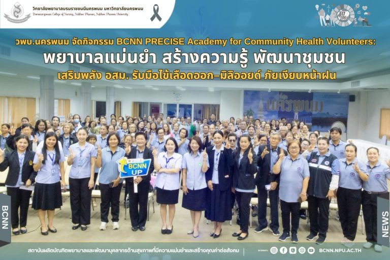 วพบ.นครพนม จัดกิจกรรม BCNN PRECISE Academy for Community Health Volunteers: พยาบาลแม่นยำ สร้างความรู้ พัฒนาชุมชน เสริมพลัง อสม. รับมือไข้เลือดออก–มิลิออยด์ ภัยเงียบหน้าฝน