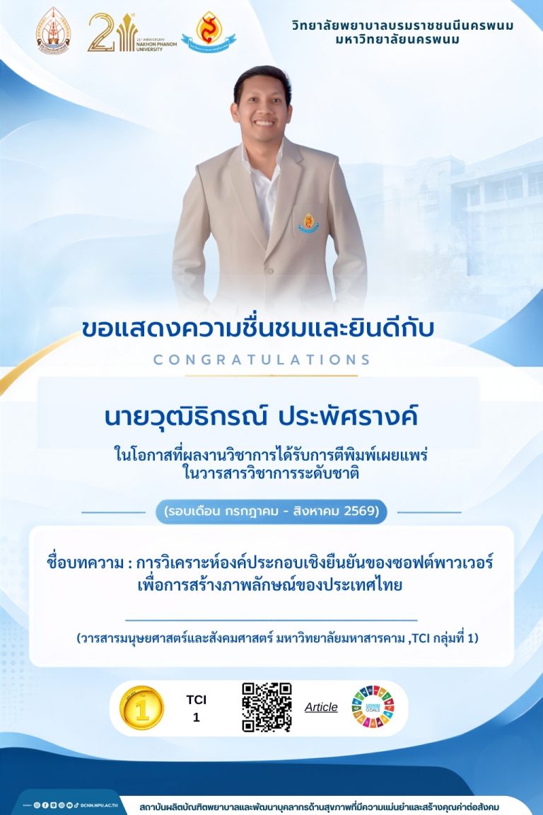 ขอแสดงความชื่นชมและยินดีกับนายวุฒิธิกรณ์ ประพัศรางค์