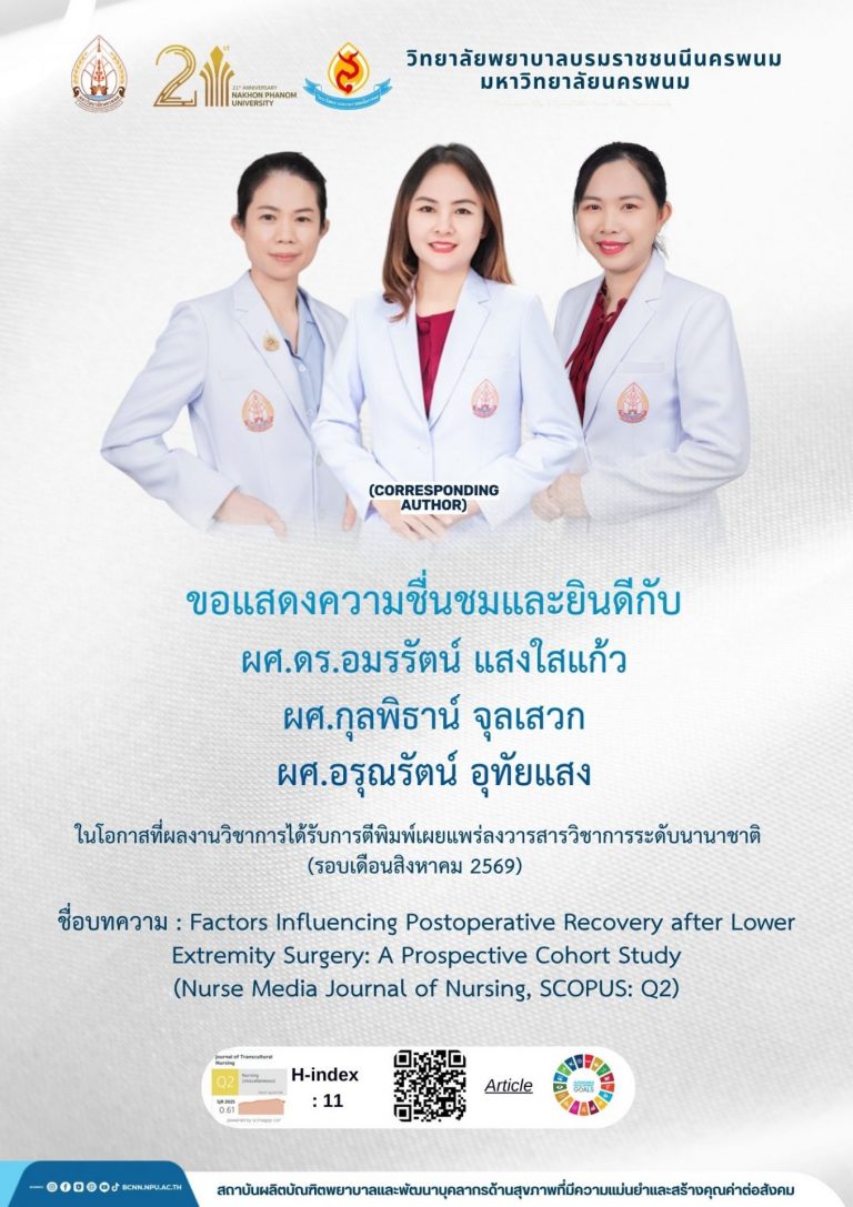 ขอแสดงความชื่นชมและยินดีกับผศ.ดร.อมรรัตน์ แสงใสแก้วผศ.กุลพิธาน์ จุลเสวกผศ.อรุณรัตน์ อุทัยแสง