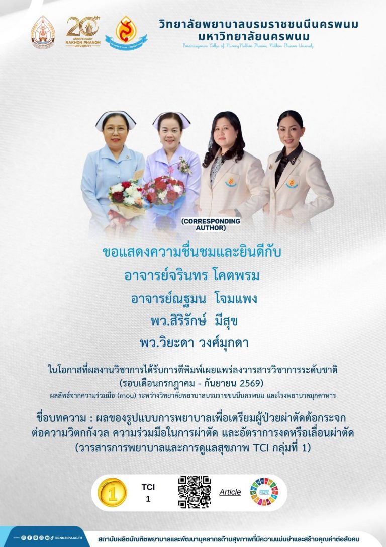 ขอแสดงความชื่นชมและยินดีกับอาจารย์จรินทร โคตพรมอาจารย์ณฐมน โจมแพงคุณสิริรักษ์ มีสุขคุณวิยะดา วงศ์มุกดา